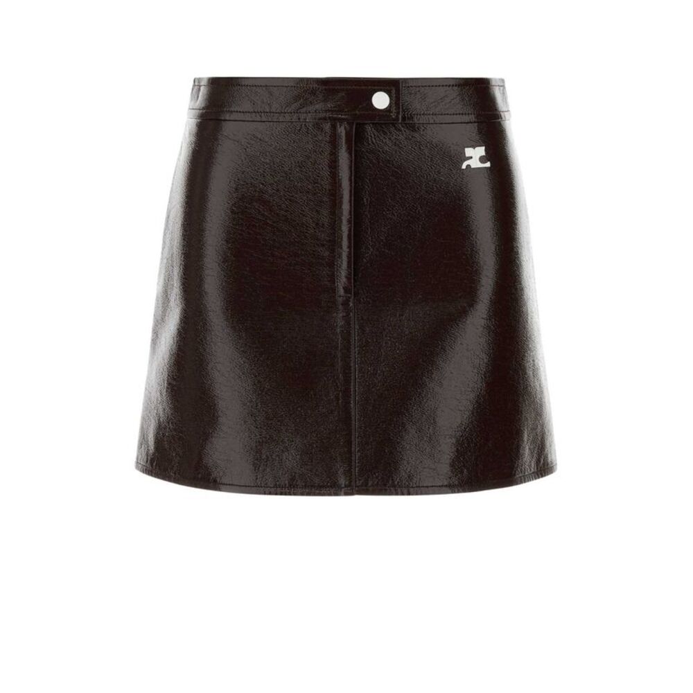Courreges Women Chocolate Vinyl Mini Skirt